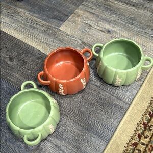 Set of Three Pumpkin-Shaped Bowls